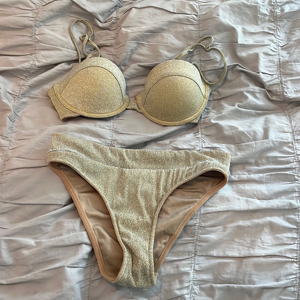 Triangl Gold Sparkle Underwire Bikini